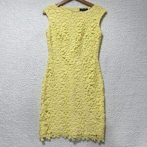 Lauren Ralph Lauren Yellow Floral Lace Sheath Dress Women's Bodycon Size‎ 2